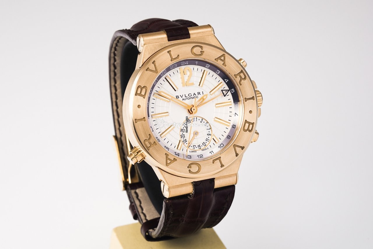 IMG_9085 Bulgari Diagono Mens watch Unisex Automatic Rose gold DGP 40 G GMT Replica 2