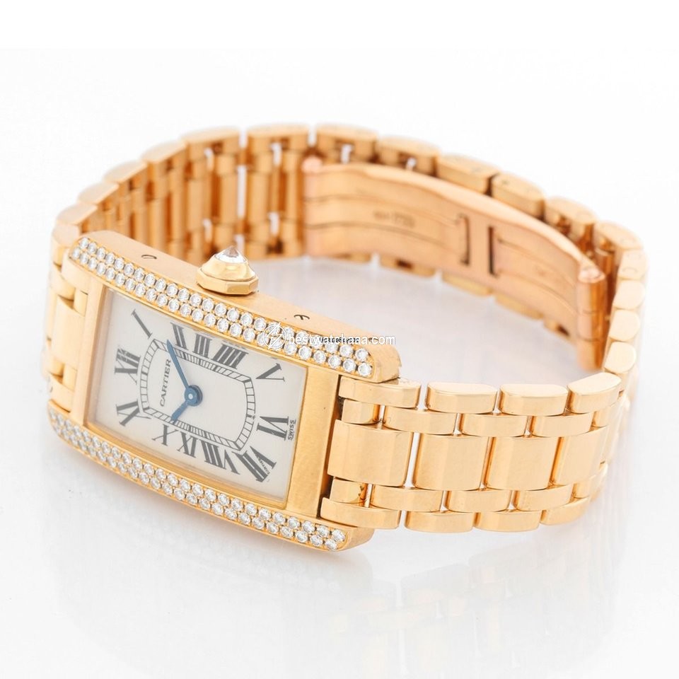 IMG_9085 Cartier Tank Americaine Womens watch Quartz Yellow gold WB7012K2 Replica 2