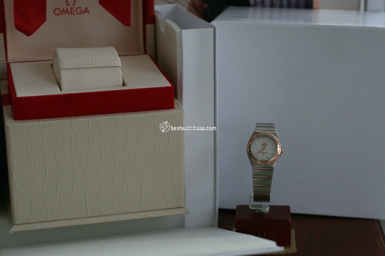 IMG_9085 Omega Constellation Quartz Womens watch Quartz Gold Steel 123.20.24.60.55.001 Replica 2