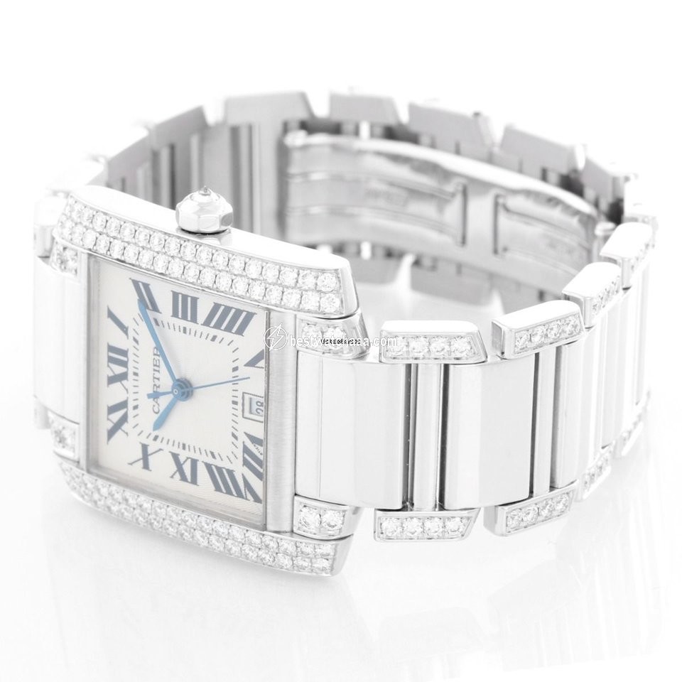 IMG_9085 Cartier Tank Francaise Mens watch Unisex Quartz White gold WE1020S3 Replica 2