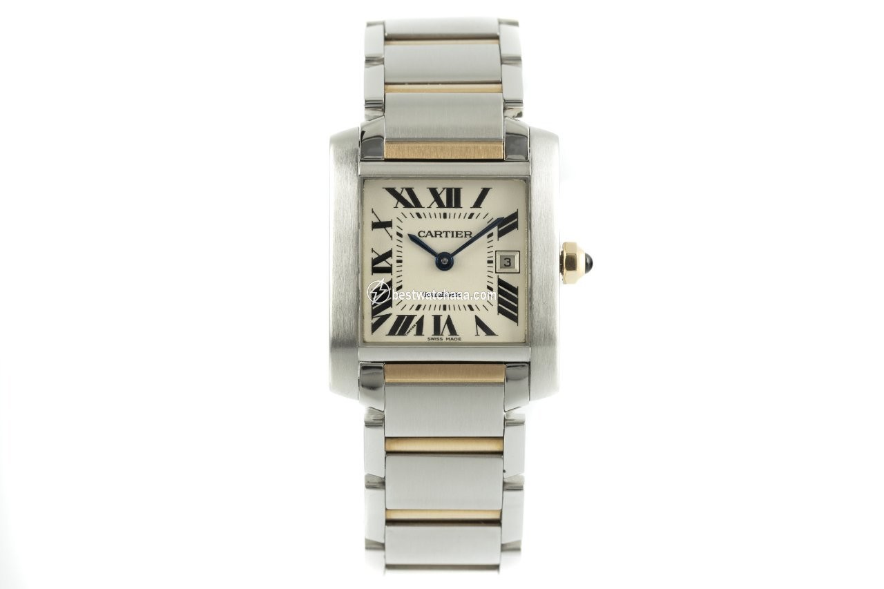 IMG_9085 Cartier Tank Francaise Womens watch Quartz Gold Steel 2465 Replica 2