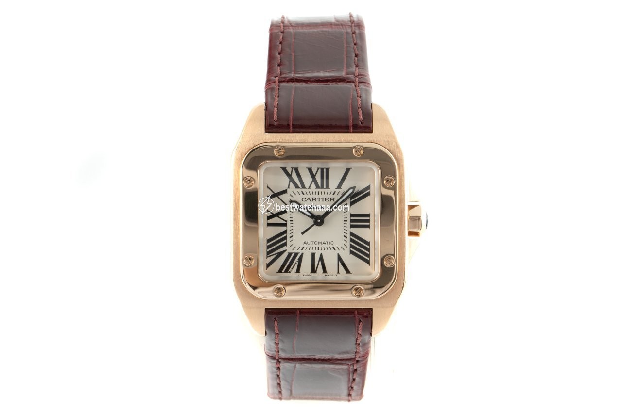 IMG_9085 Cartier Santos 100 Mens watch Unisex Automatic Yellow gold 2879 Replica 2