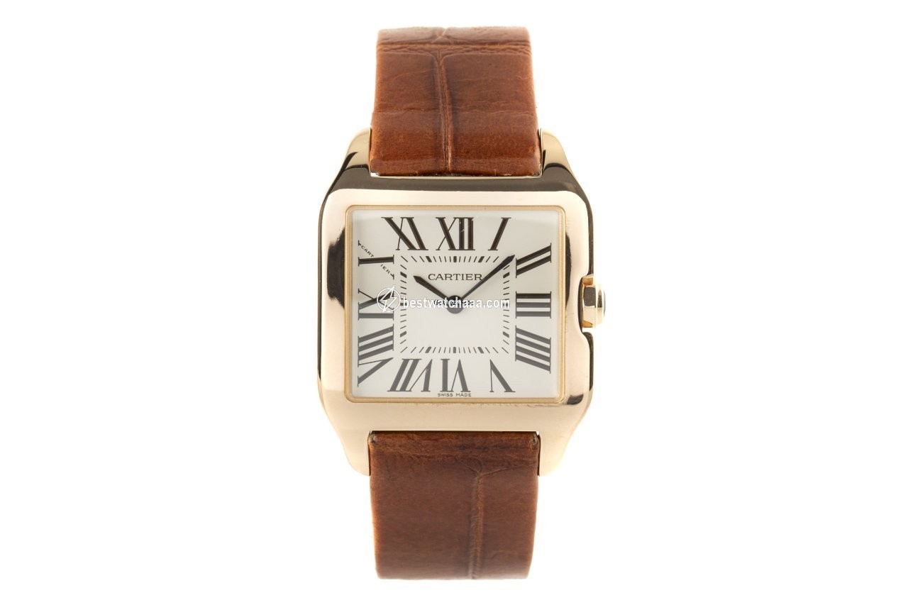 IMG_9085 Cartier Santos Dumont Mens watch Unisex Quartz Yellow gold 2788 Replica 2