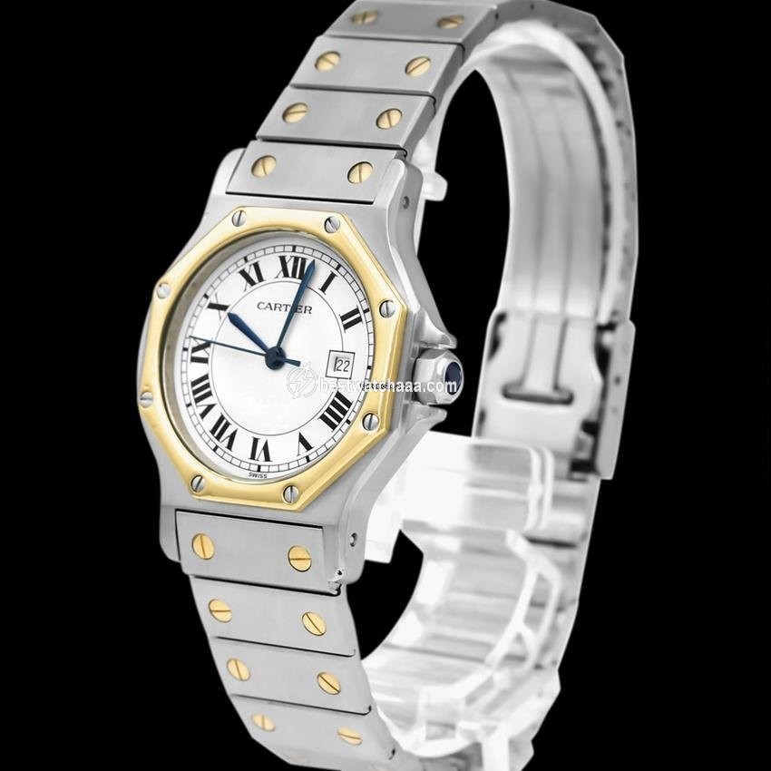 IMG_9085 Cartier Santos Mens watch Unisex Automatic Gold Steel 7641ST Replica 2