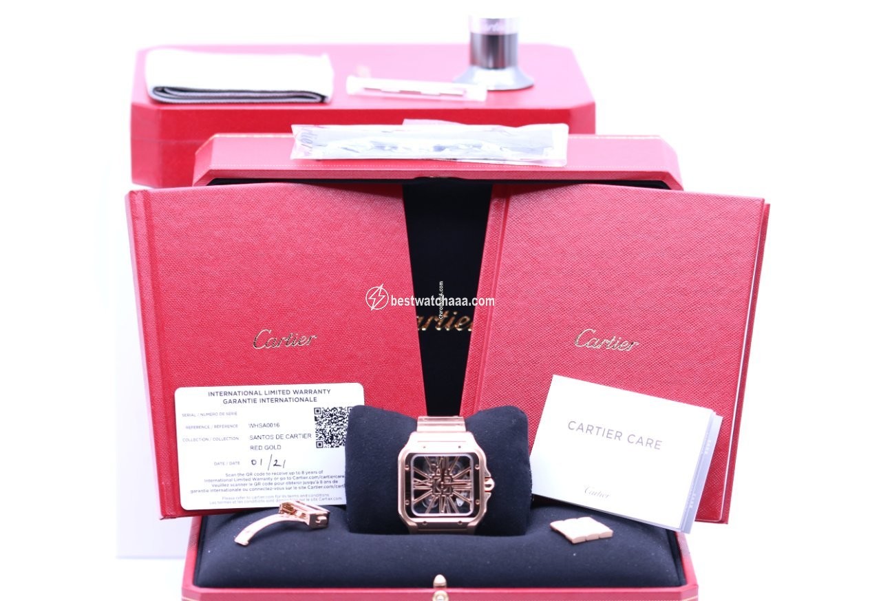 IMG_9085 Cartier Santos Mens watch Unisex Manual winding Rose gold WHSA0016 Replica 2