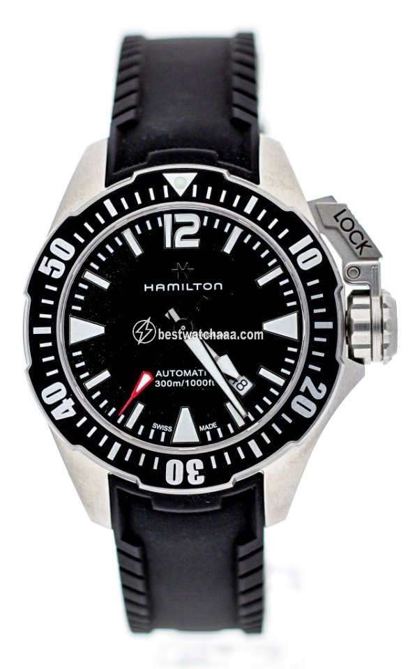 IMG_9085 Hamilton Khaki Navy Frogman Mens watch Unisex Automatic Steel H77605335 Replica 2