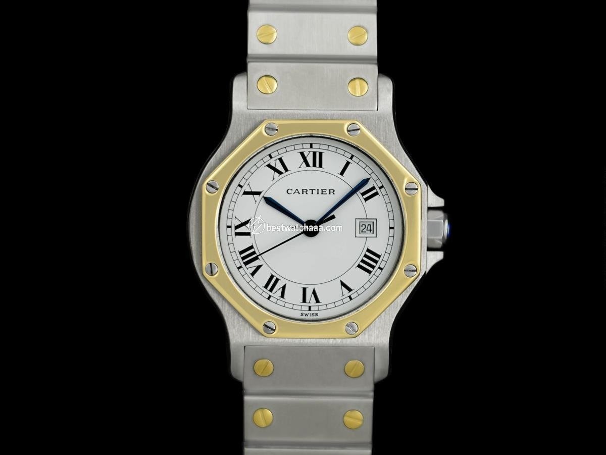 IMG_9085 Cartier Santos Mens watch Unisex Automatic Gold Steel 8240 Replica 2
