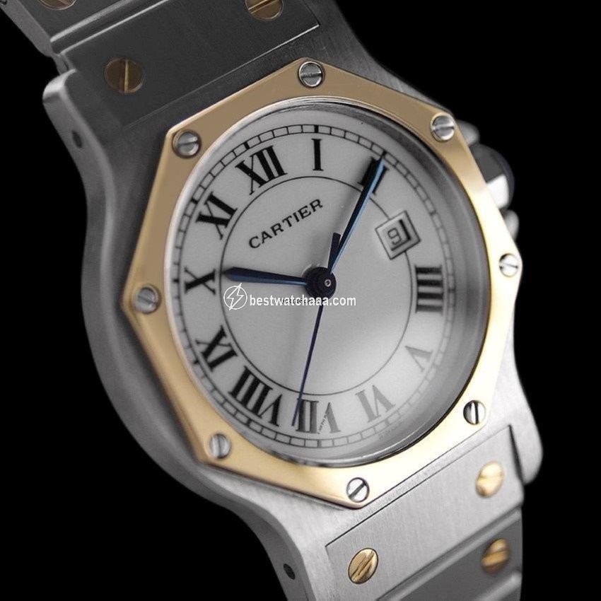 IMG_9085 Cartier Santos Mens watch Unisex Automatic Gold Steel 8275ST Replica 2