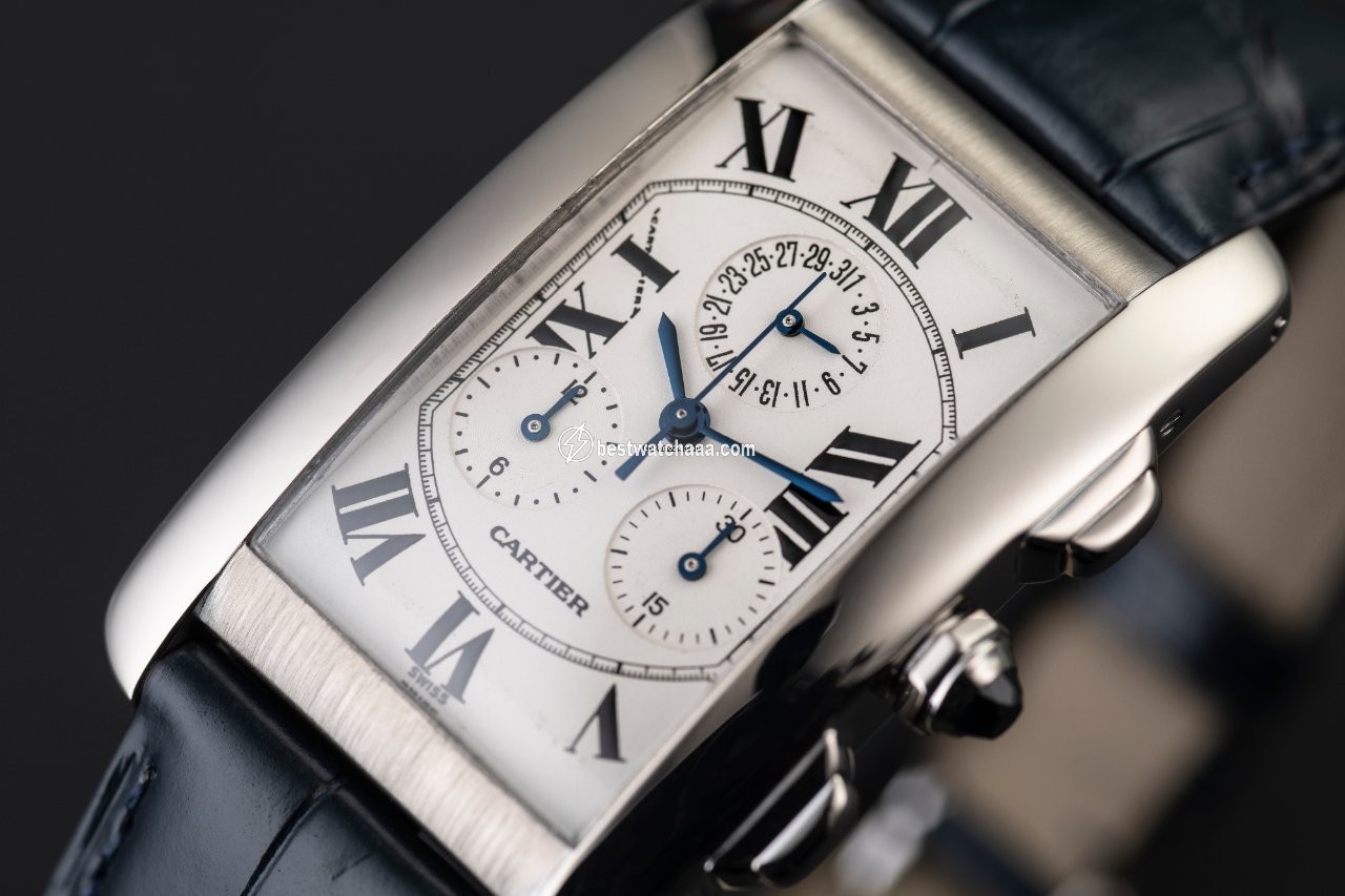 IMG_9085 Cartier Tank Americaine Mens watch Unisex Quartz White gold 2312 Replica 2