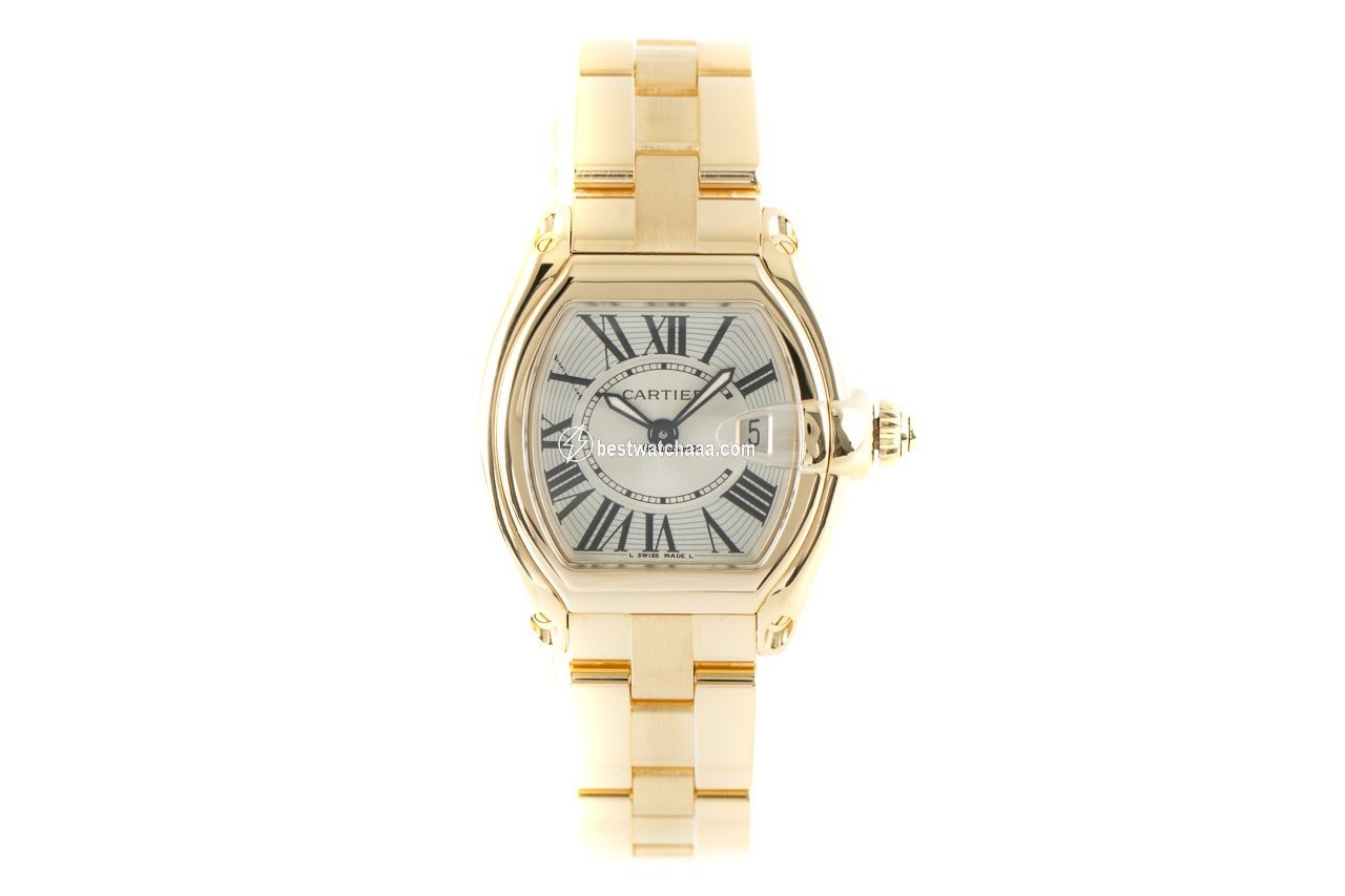 IMG_9085 Cartier Roadster Mens watch Unisex Quartz Yellow gold W62018V1 Replica 2