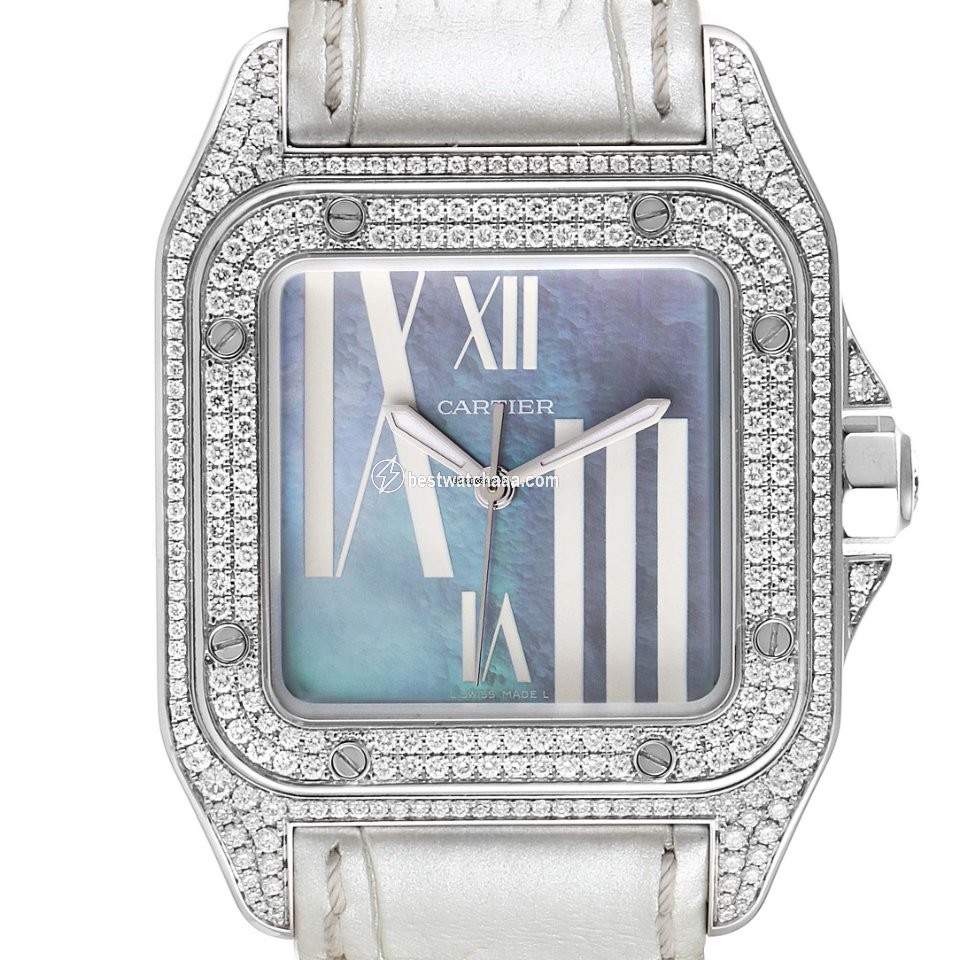 IMG_9085 Cartier Santos 100 Womens watch Automatic White gold WM503251 Replica 2