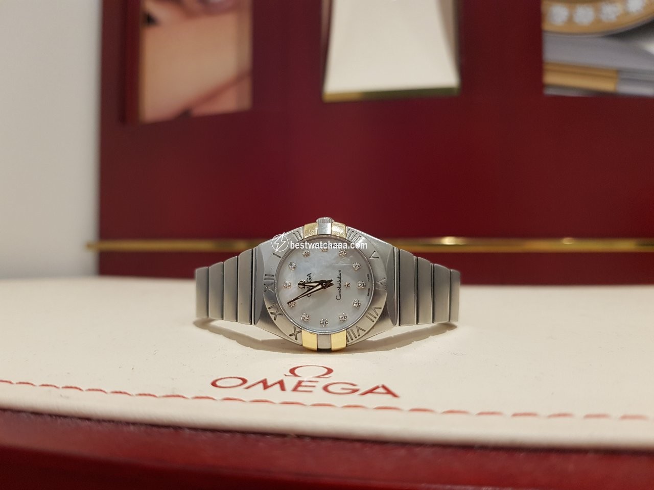 IMG_9085 Omega Constellation Quartz Womens watch Quartz Gold Steel 123.20.24.60.55.006 Replica 2