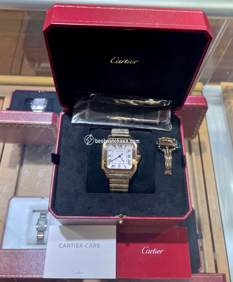 IMG_9085 Cartier Santos Mens watch Unisex Automatic Yellow gold WGSA0029 Replica 2