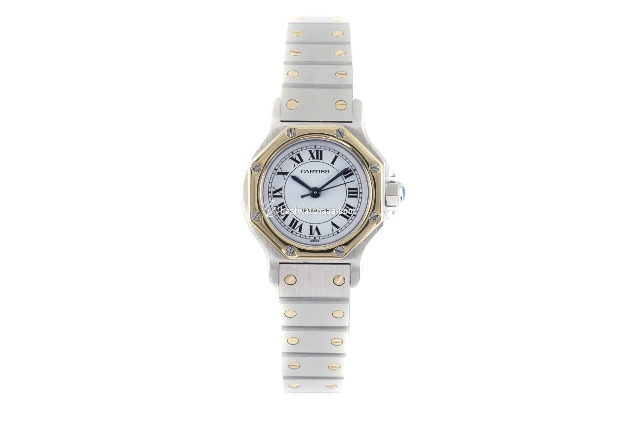 IMG_9085 Cartier Santos Womens watch Automatic Gold Steel 09078 Replica 2