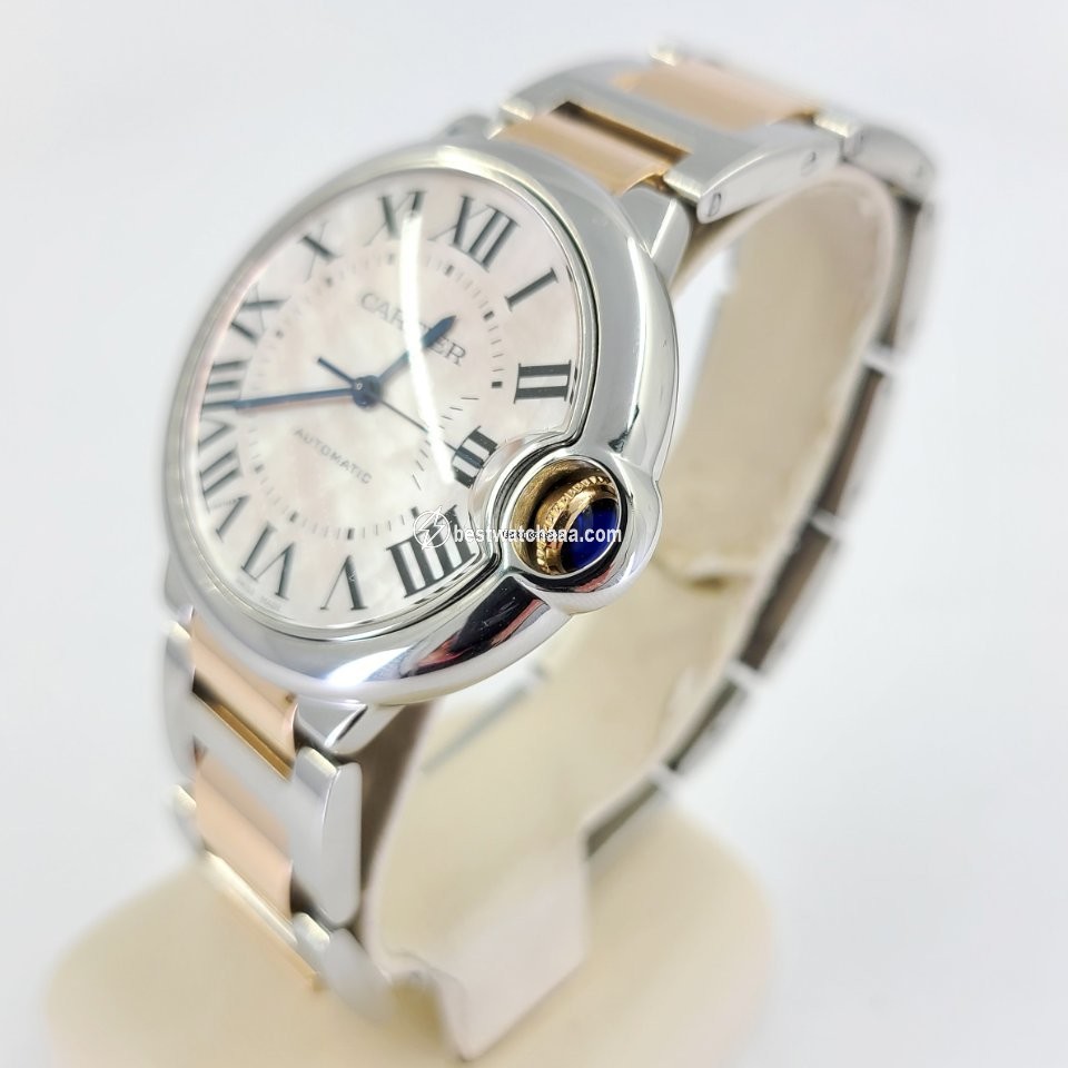 IMG_9085 Cartier Ballon Bleu 36mm Mens watch Unisex Automatic Gold Steel 3284 Replica 2