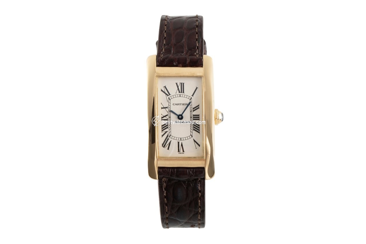 IMG_9085 Cartier Tank Americaine Mens watch Unisex Quartz Yellow gold 1720 Replica 2