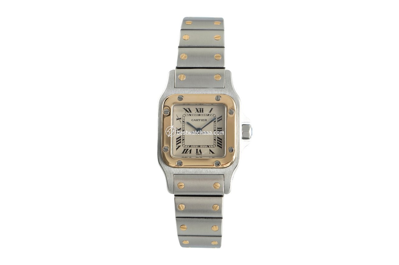 IMG_9085 Cartier Santos Womens watch Quartz Gold Steel 166930 Replica 2
