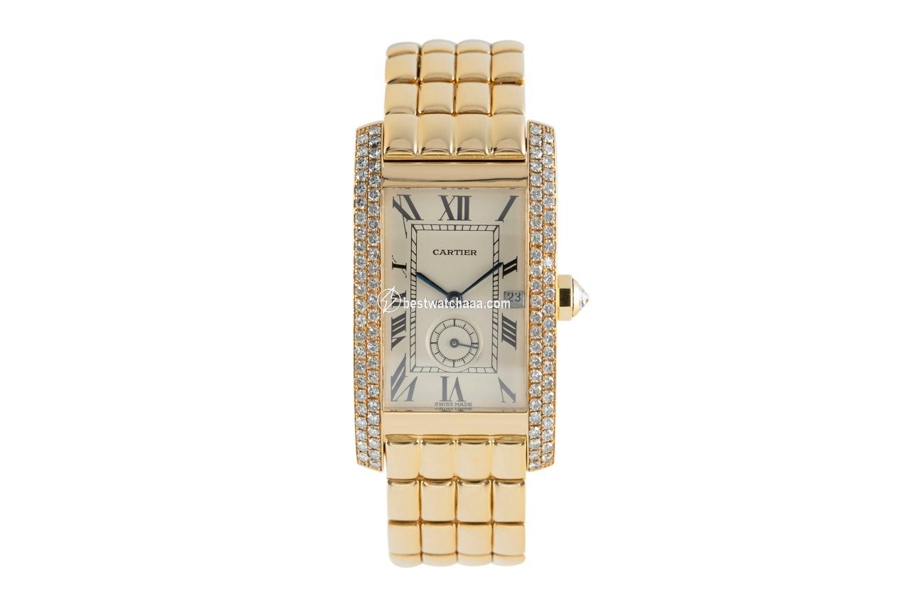 IMG_9085 Cartier Tank Americaine Mens watch Unisex Quartz Yellow gold 8119 Replica 2