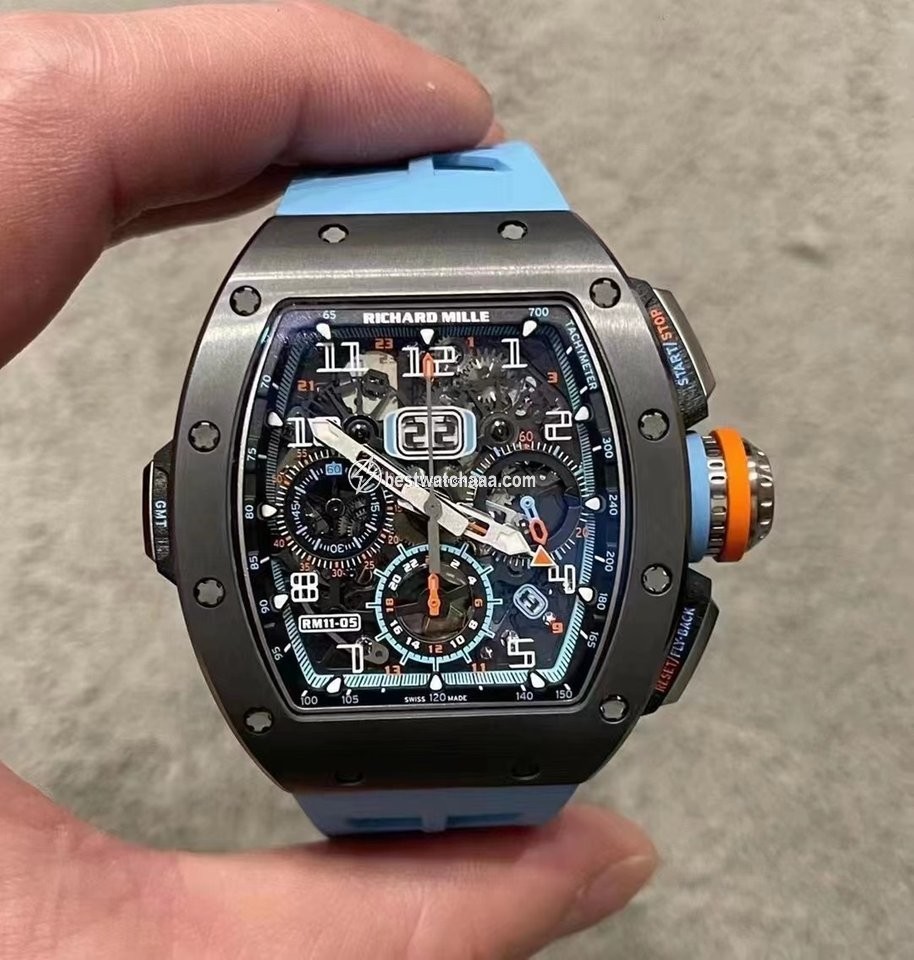 IMG_9085 Richard Mille RM 011 Mens watch Unisex Automatic Carbon RM11-05 Automatic Winding Flyback Chronograph Gmt Replica 2
