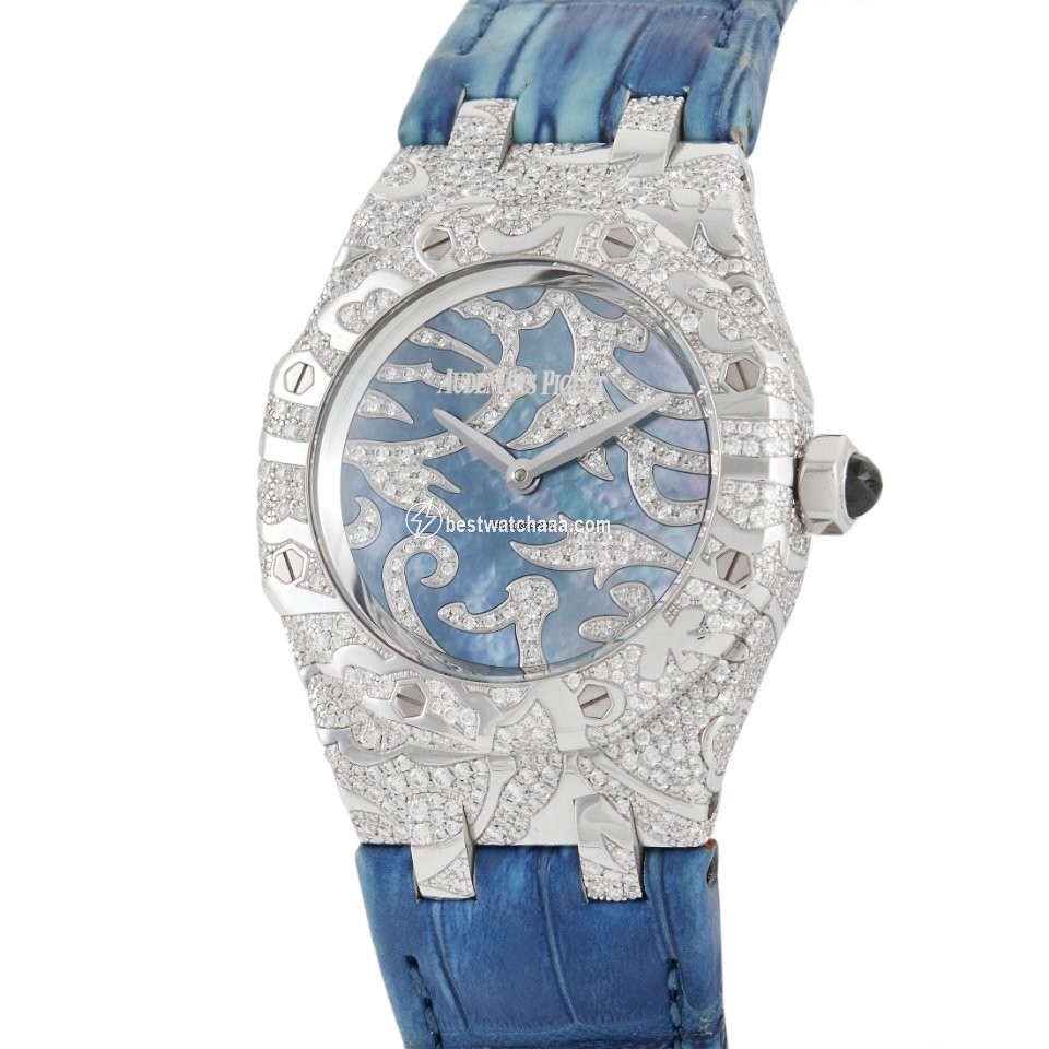 IMG_9085 Audemars Piguet Royal Oak Lady Mens watch Unisex Quartz White gold 67607BC.ZZ.D001SU.01 Replica 2