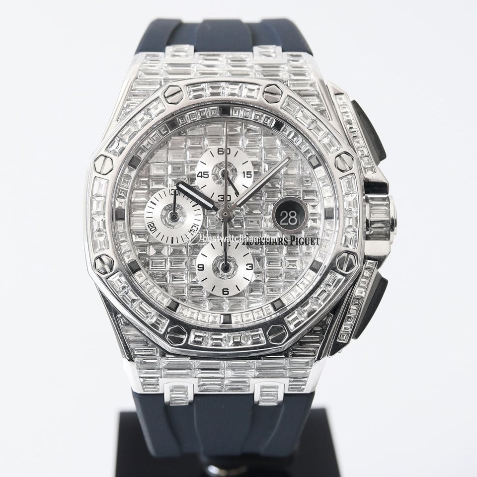 IMG_9085 Audemars Piguet Royal Oak Offshore Chronograph Mens watch Unisex Automatic White gold 26400SO.OO.A002CA.01-CASE-PAVE Replica 2