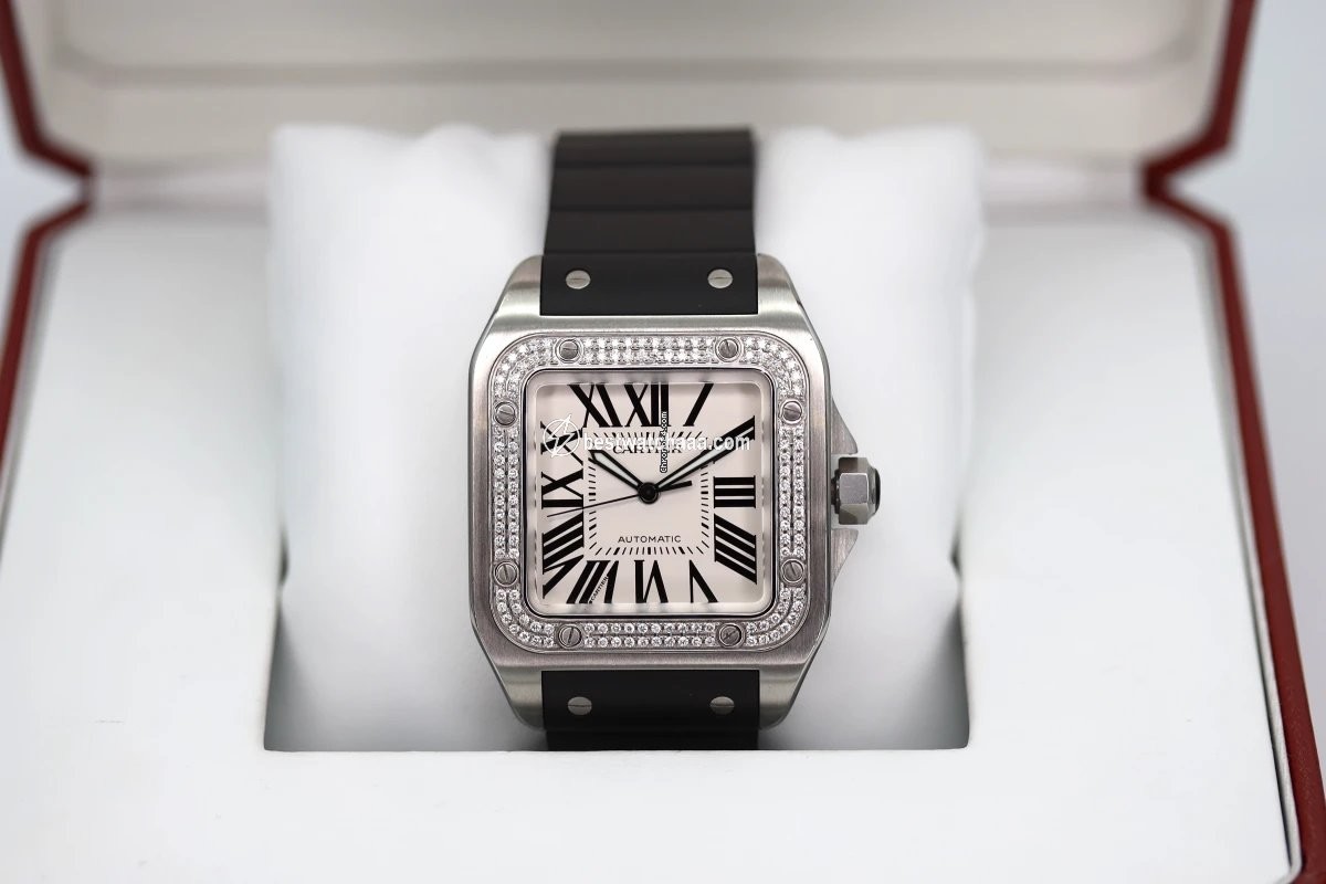 IMG_9085 Cartier Santos 100 Mens watch Unisex Automatic Steel 2656 Replica 2