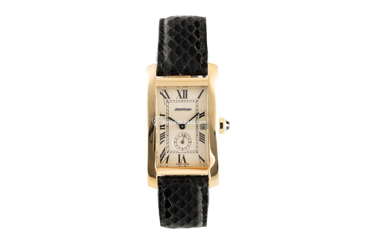 IMG_9085 Cartier Tank Americaine Mens watch Unisex Quartz Yellow gold 811905 Replica 2
