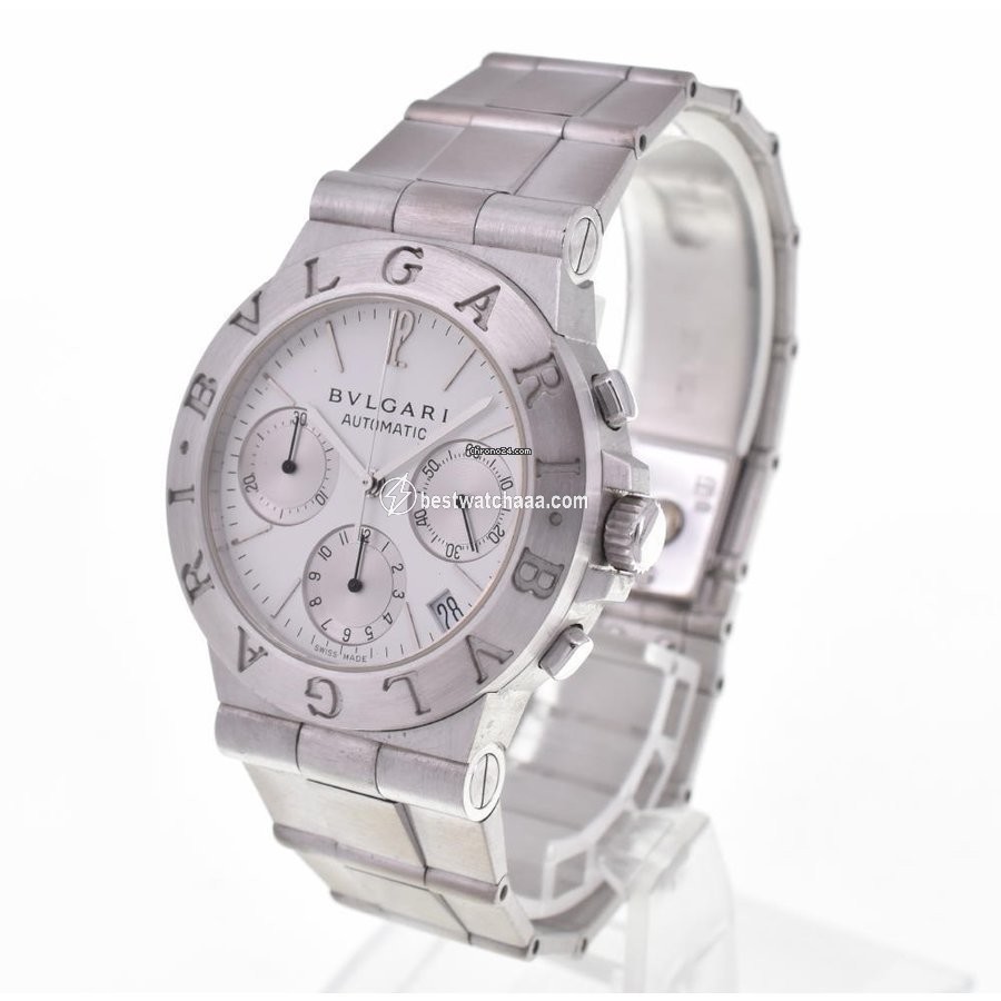 IMG_9085 Bulgari Diagono Mens watch Unisex Automatic White gold CHW35G AUTO Replica 2