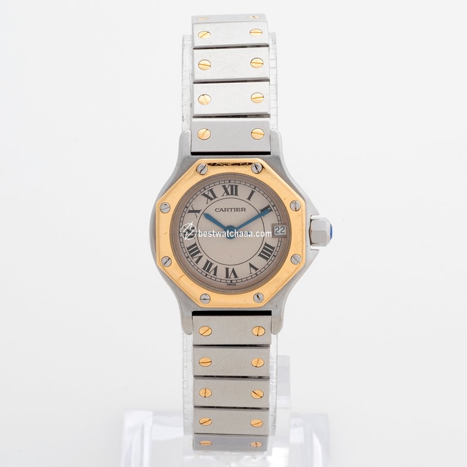 IMG_9085 Cartier Santos Womens watch Quartz Gold Steel 187903 Replica 2