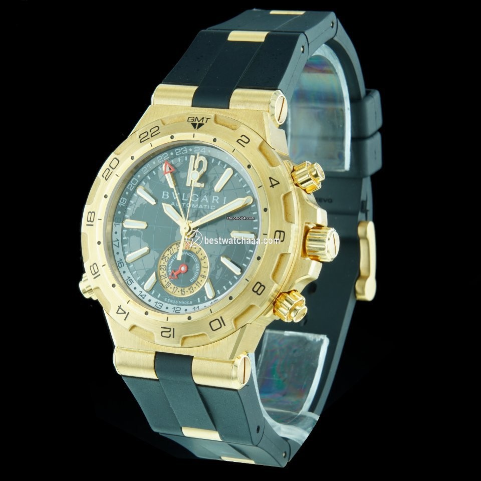 IMG_9085 Bulgari Diagono Mens watch Unisex Automatic Yellow gold DP 42 G GMT Replica 2