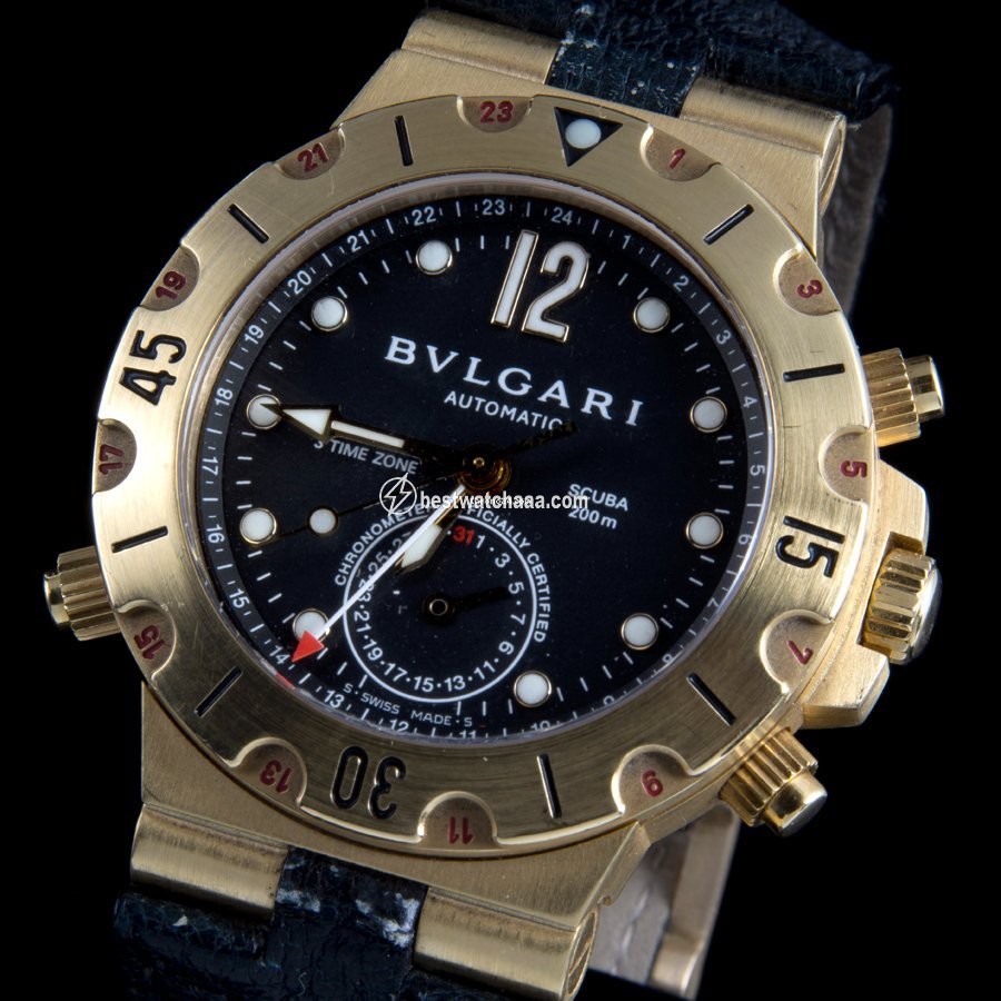 IMG_9085 Bulgari Diagono Mens watch Unisex Automatic Yellow gold SD 38 G GMT Replica 2