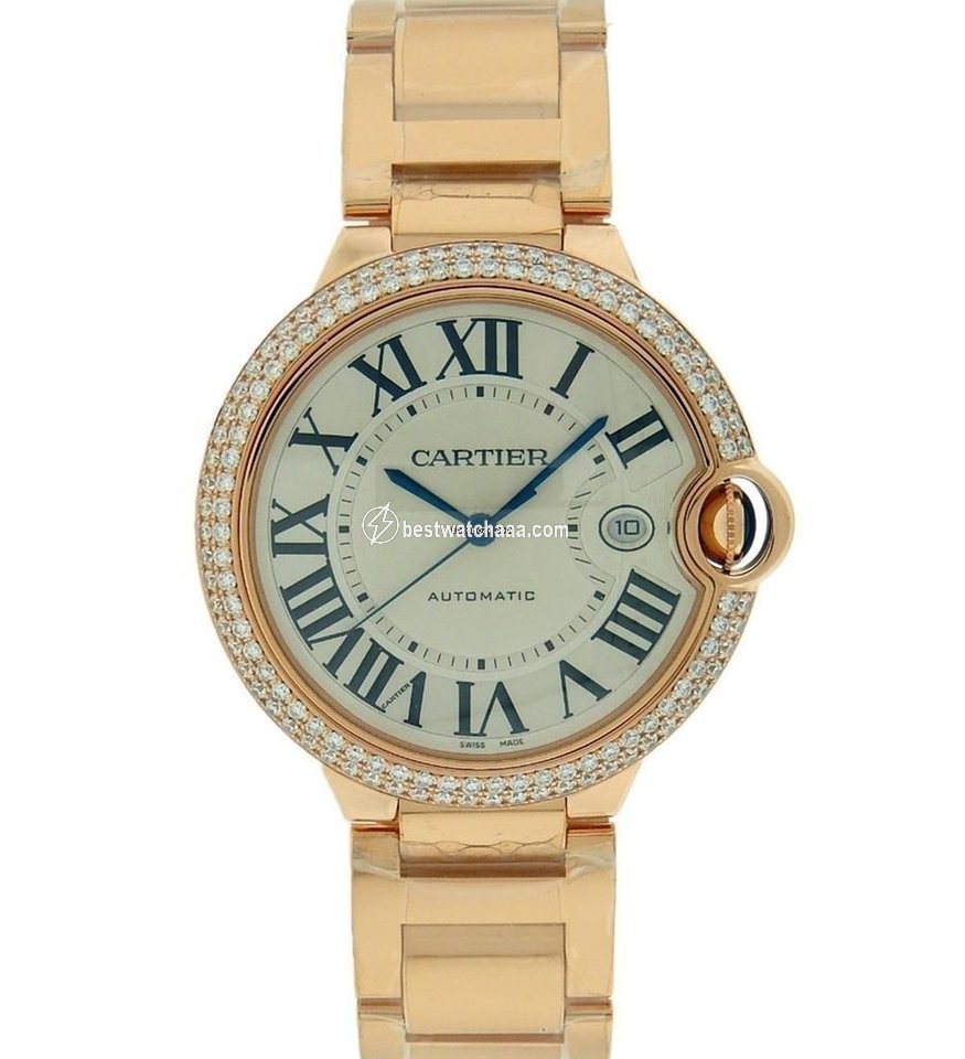 IMG_9085 Cartier Ballon Bleu 42mm Mens watch Unisex Automatic Rose gold WE9008Z3 Replica 2