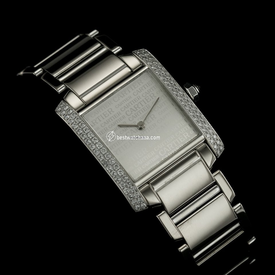 IMG_9085 Cartier Tank Francaise Mens watch Unisex Quartz White gold WE101853 Replica 2