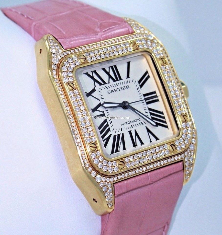 IMG_9086 Cartier Santos 100 Womens watch Automatic Yellow gold WM502051 2880 3