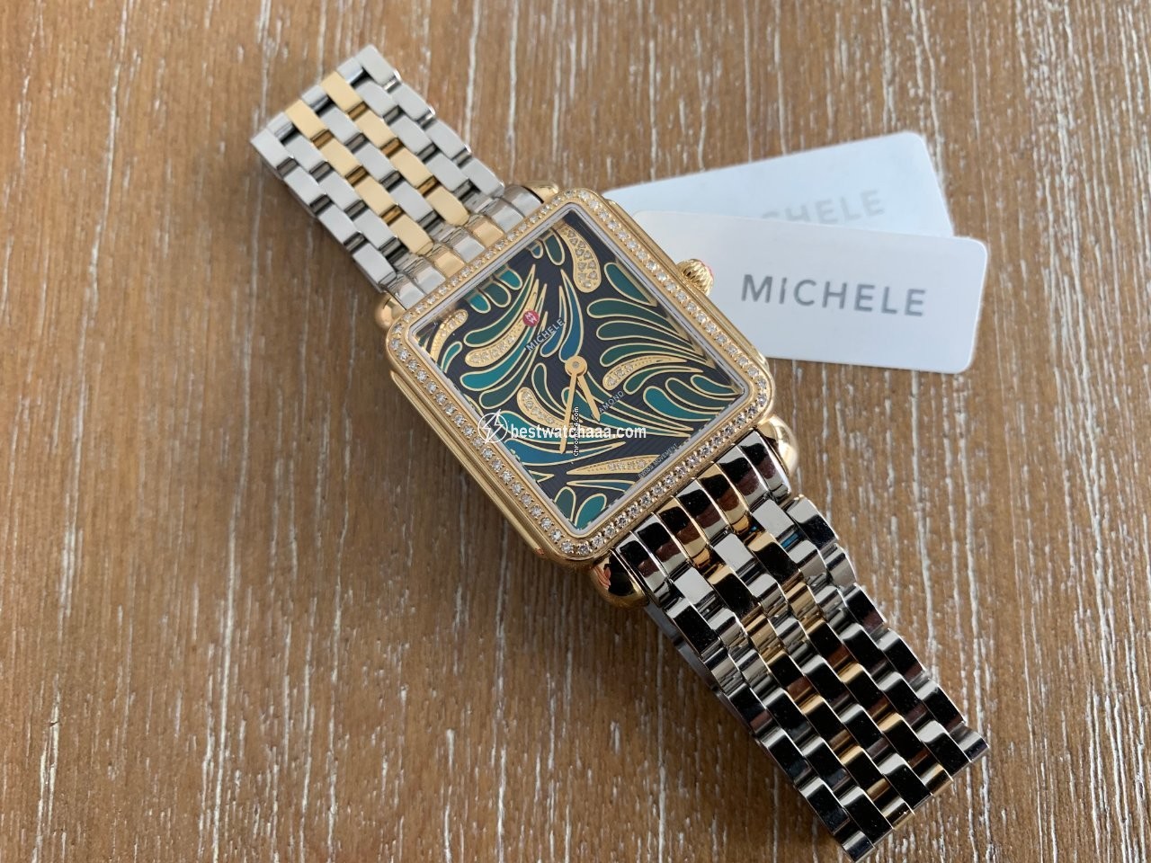 IMG_9086 Michele Deco Womens watch Quartz Yellow gold Michele Deco II Bijoux Diamond Gold, Green Dial MW06X01B0083 3