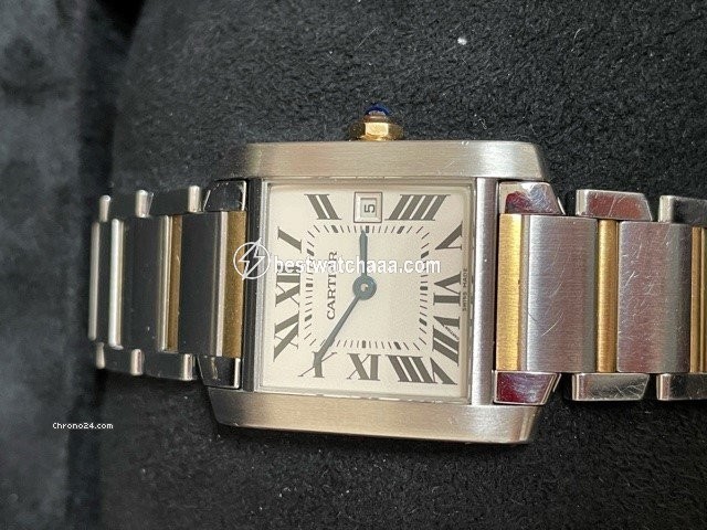 IMG_9086 Cartier Tank Francaise Mens watch Unisex Quartz Gold Steel W51012Q4 3