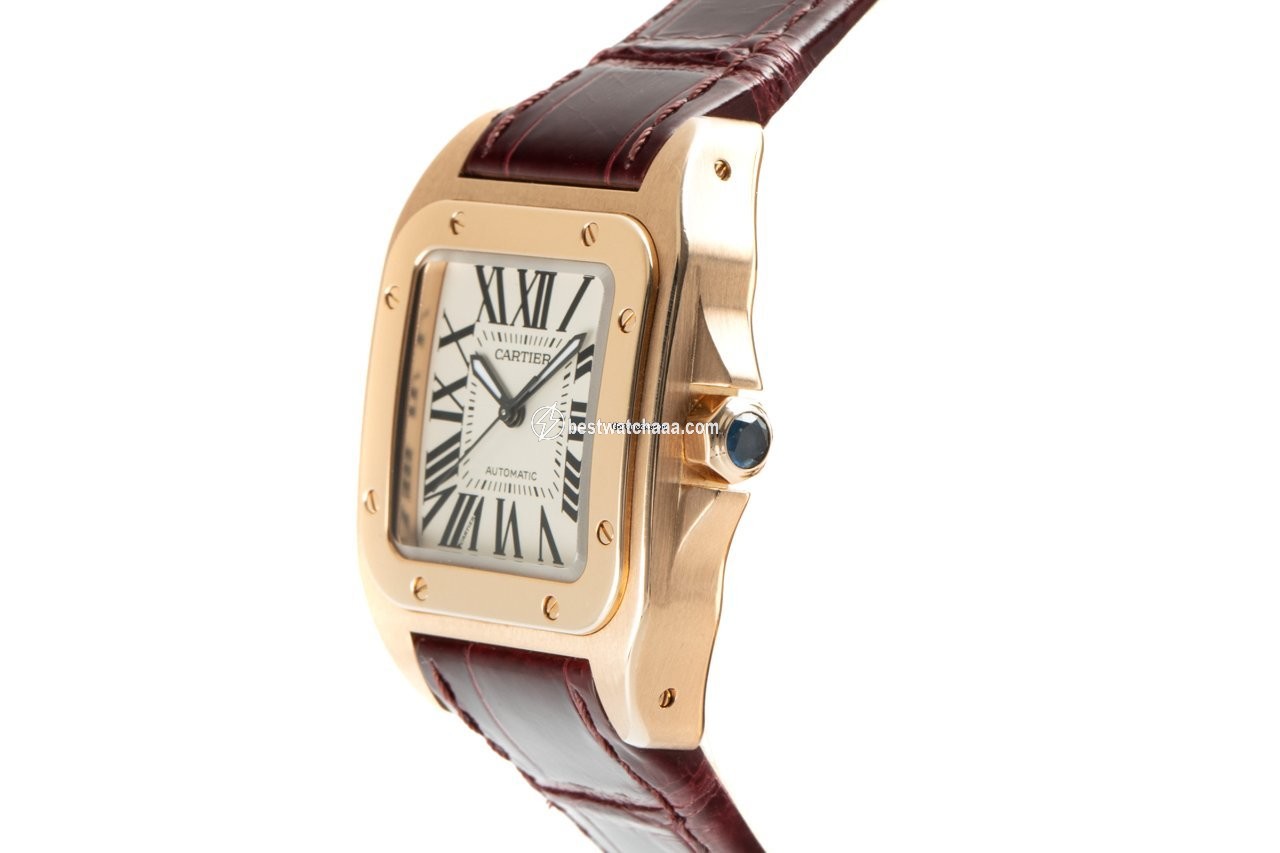 IMG_9086 Cartier Santos 100 Mens watch Unisex Automatic Yellow gold 2879 3
