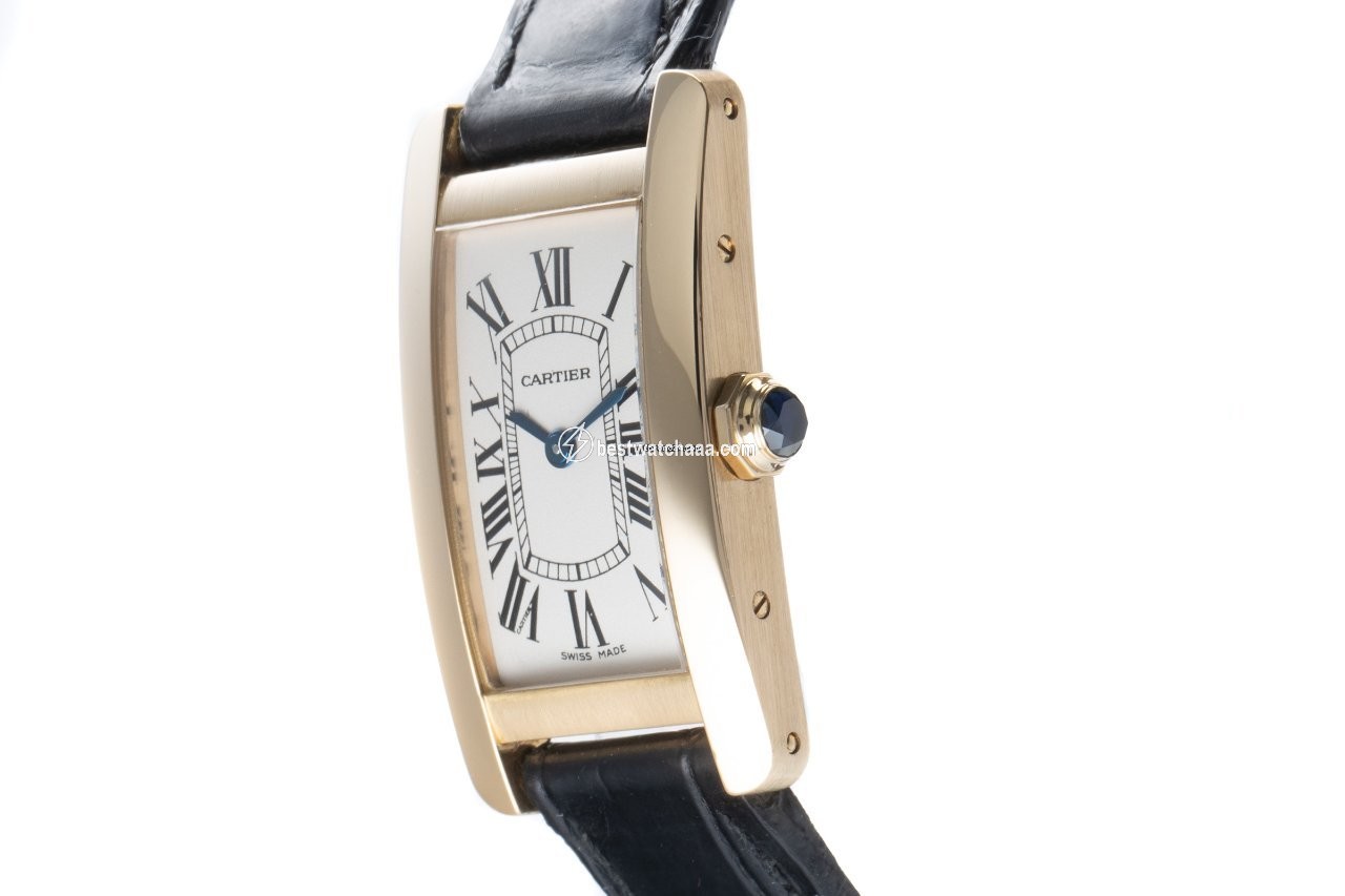 IMG_9086 Cartier Tank Americaine Womens watch Quartz Yellow gold 2482 3