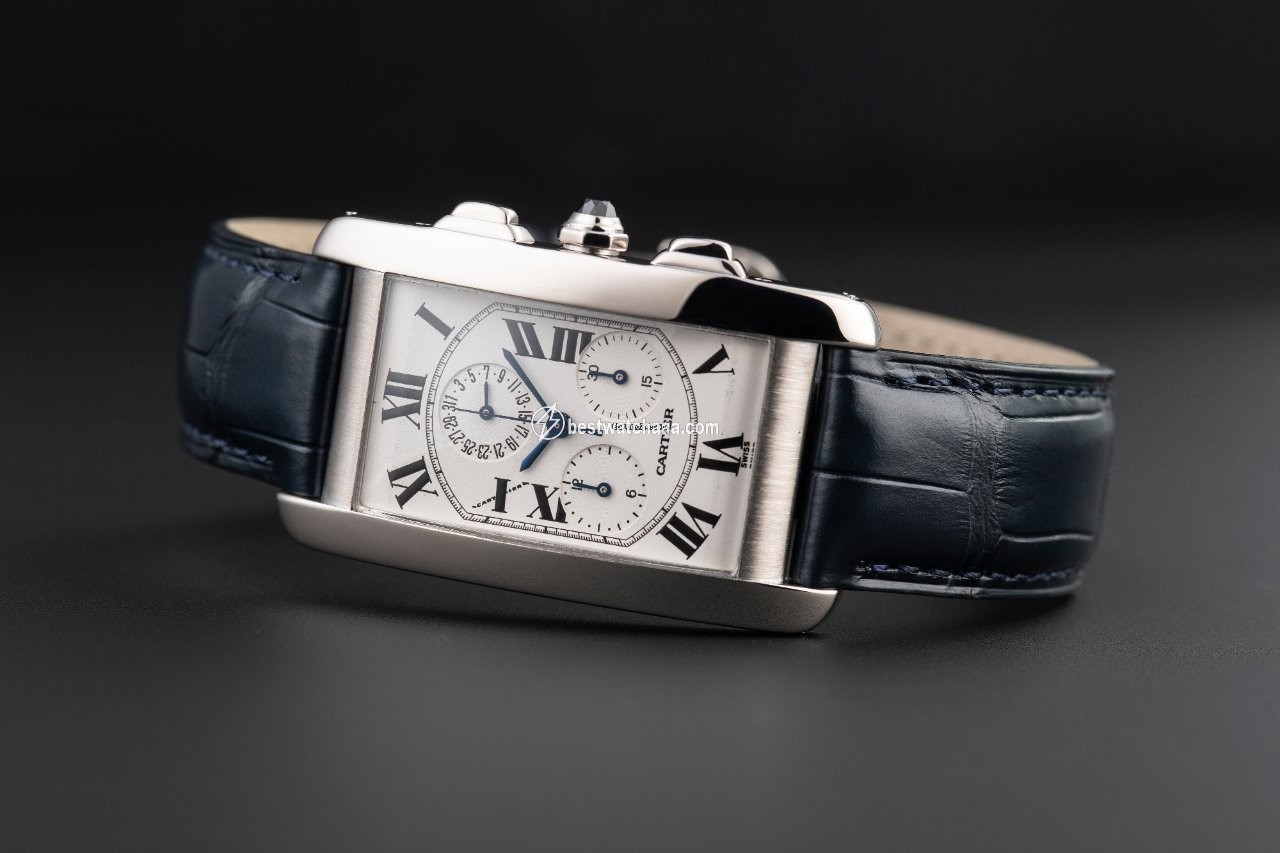 IMG_9086 Cartier Tank Americaine Mens watch Unisex Quartz White gold 2312 3