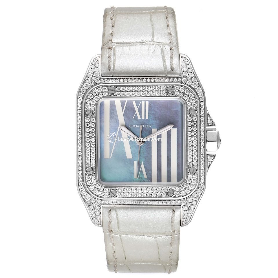 IMG_9086 Cartier Santos 100 Womens watch Automatic White gold WM503251 3