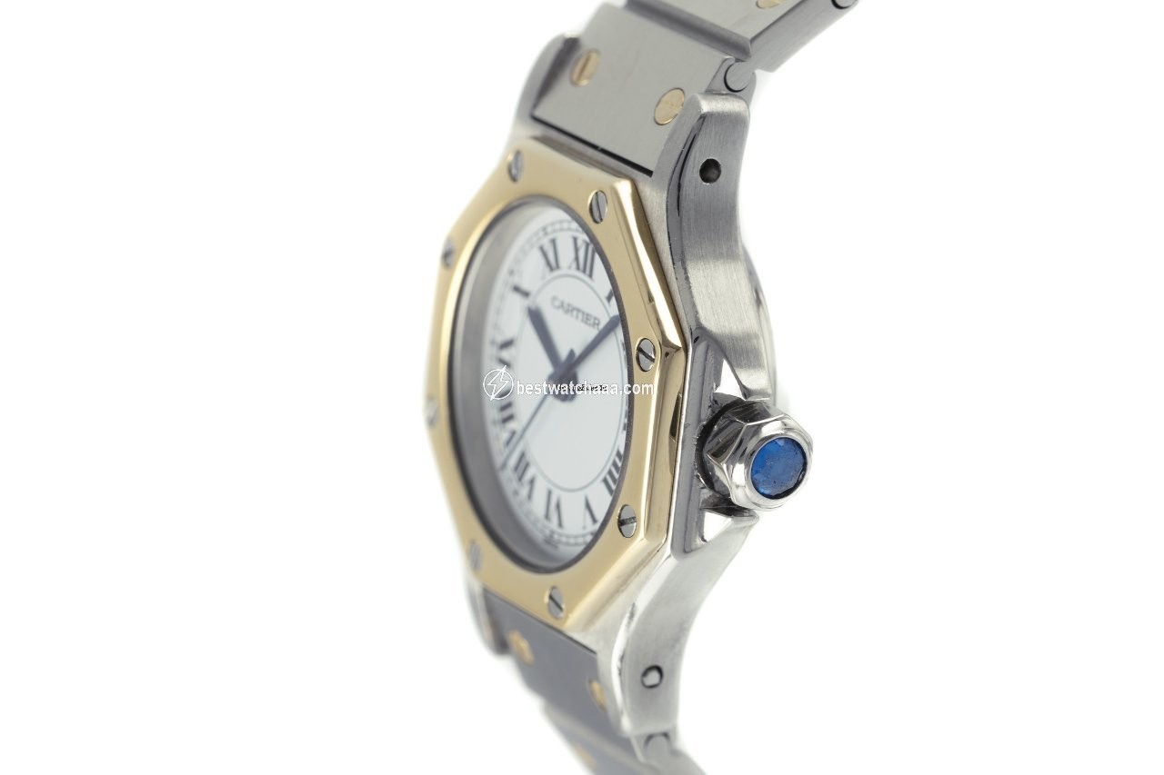 IMG_9086 Cartier Santos Womens watch Automatic Gold Steel 09078 3
