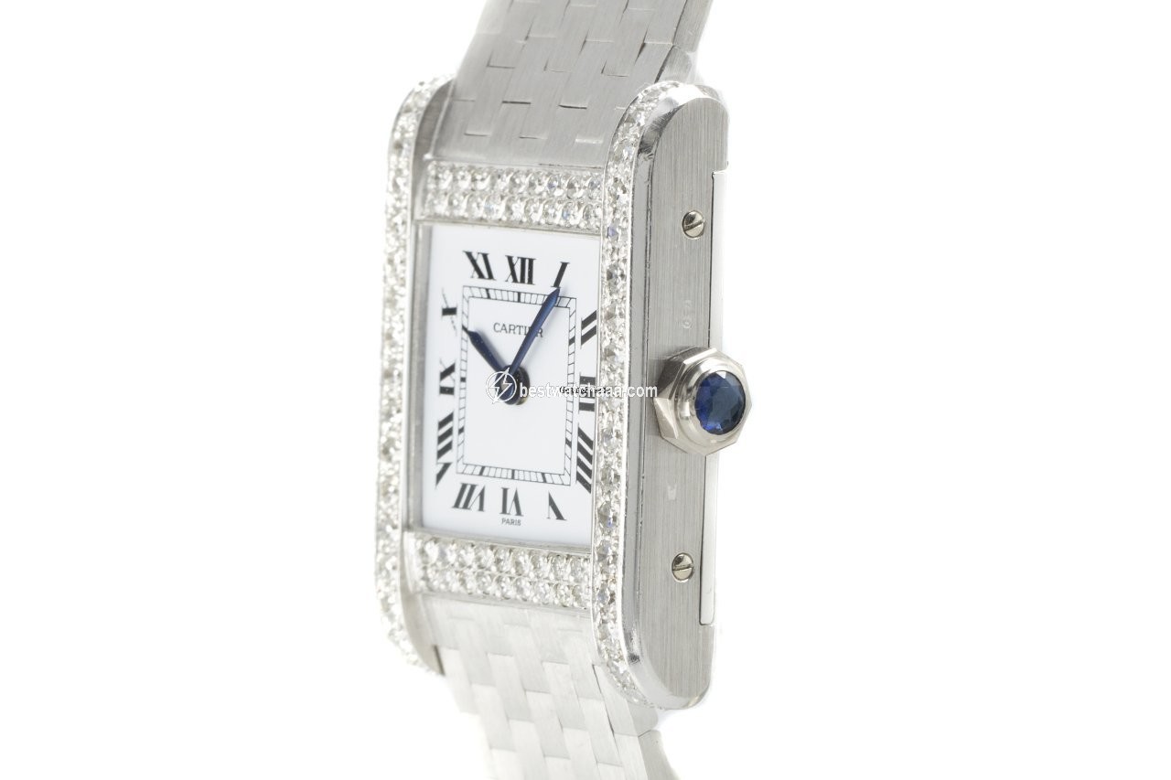 IMG_9086 Cartier Tank Womens watch Manual winding White gold 78093 3