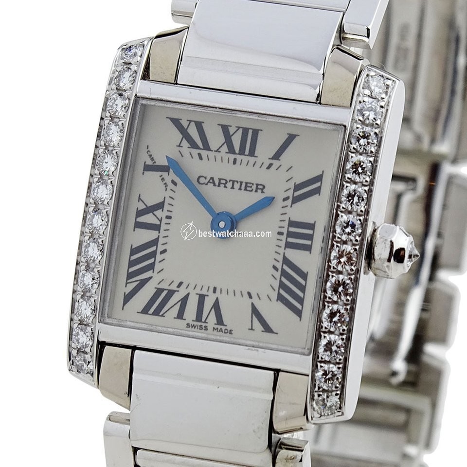 IMG_9086 Cartier Tank Francaise Mens watch Unisex Quartz White gold WE1002SE 3