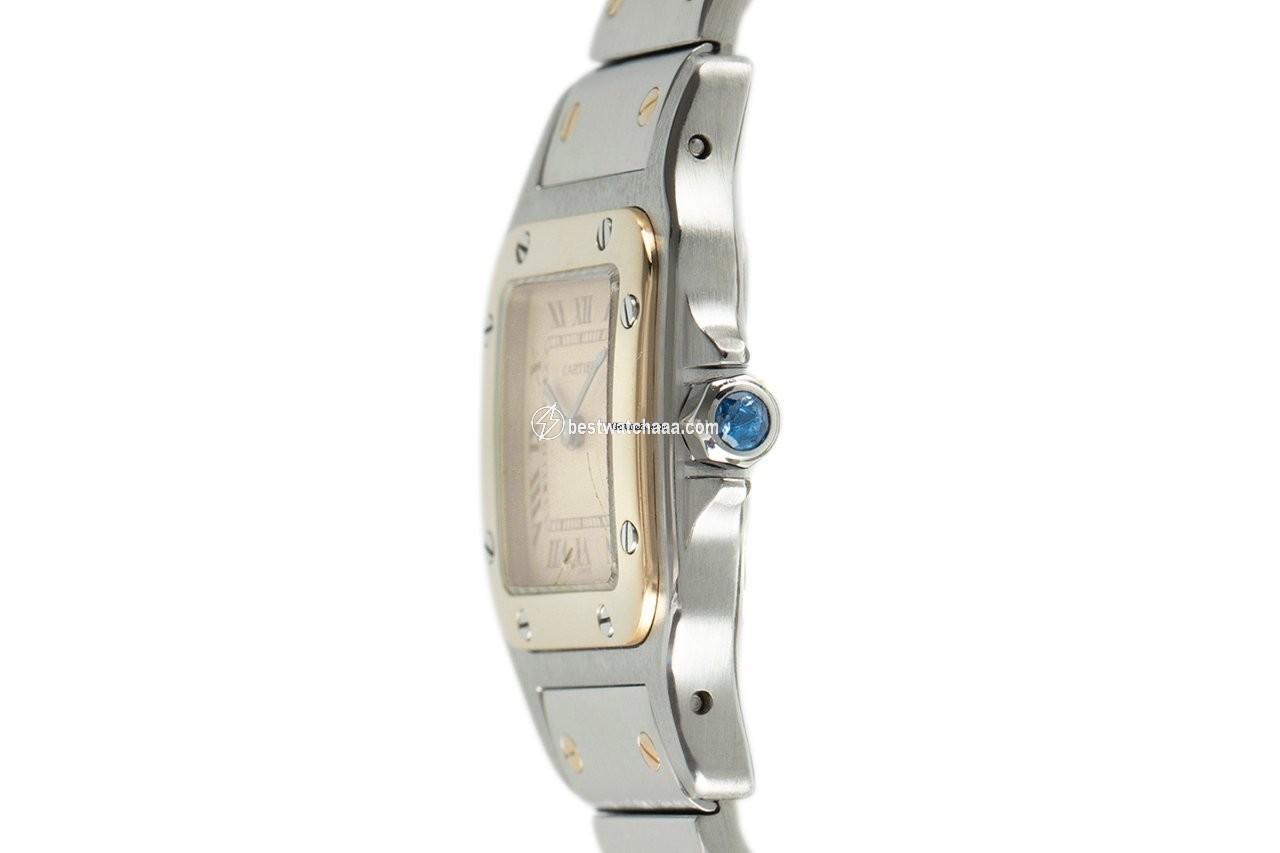 IMG_9086 Cartier Santos Womens watch Quartz Gold Steel 166930 3