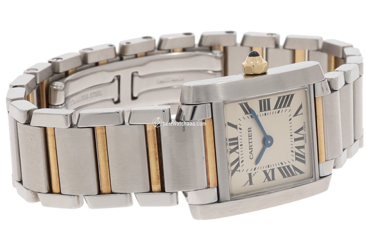 IMG_9086 Cartier Tank Francaise Womens watch Quartz Gold Steel W51007Q4 3