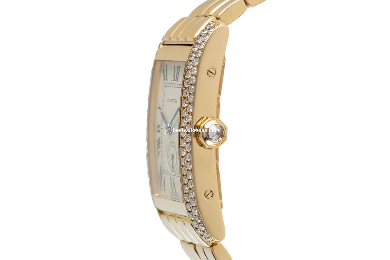 IMG_9086 Cartier Tank Americaine Mens watch Unisex Quartz Yellow gold 8119 3