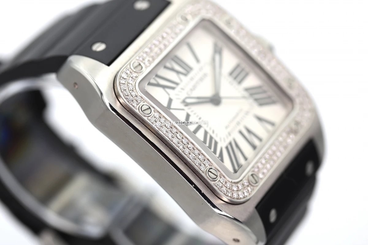 IMG_9086 Cartier Santos 100 Mens watch Unisex Automatic Steel 2656 3