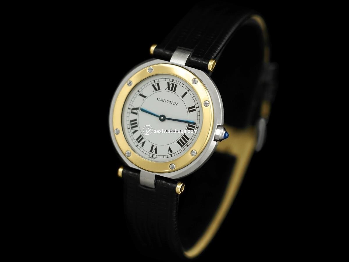 IMG_9086 Cartier Santos Mens watch Unisex Quartz Gold Steel 8499ST 3