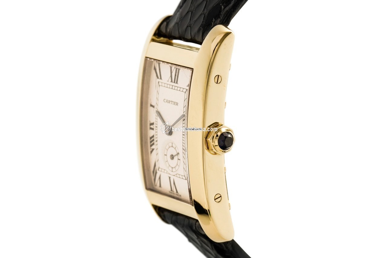 IMG_9086 Cartier Tank Americaine Mens watch Unisex Quartz Yellow gold 811905 3