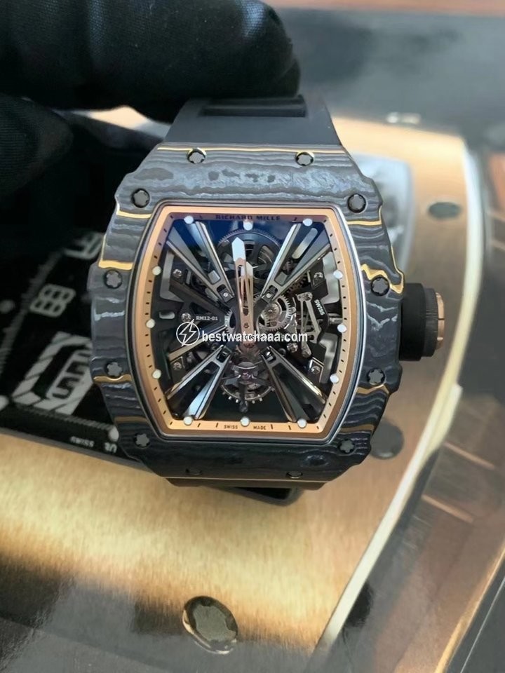 IMG_9086 Richard Mille Mens watch Unisex Automatic Carbon Richard Mille RM 12-01 Tourbillon Gold Quartz Tpt 3